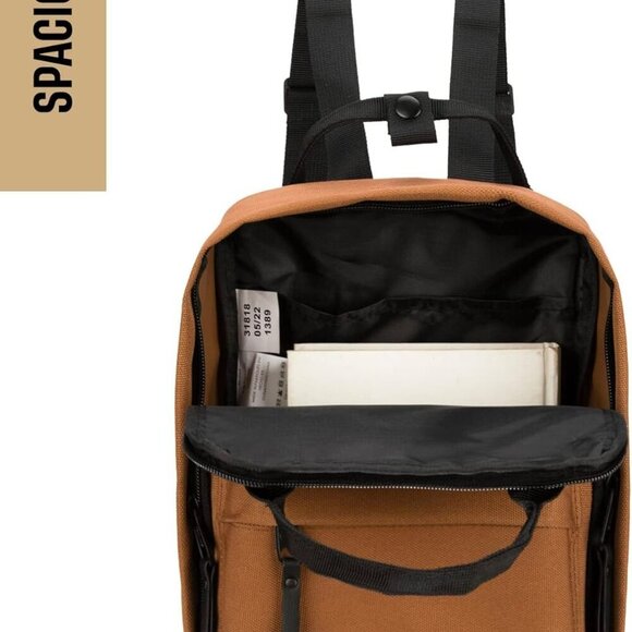 Mini Backpack Water-Resistant Polyester Unisex Small Travel Shoulder Bag Brown